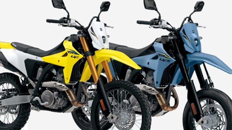 SUZUKI DR-Z4S DR-Z4SM｜約25%の軽量化とリニアな加速。競技由来のレスポンスを持つ、公道対応のDR-Z4S/SM用ヨシムラスリップオンマフラーが登場