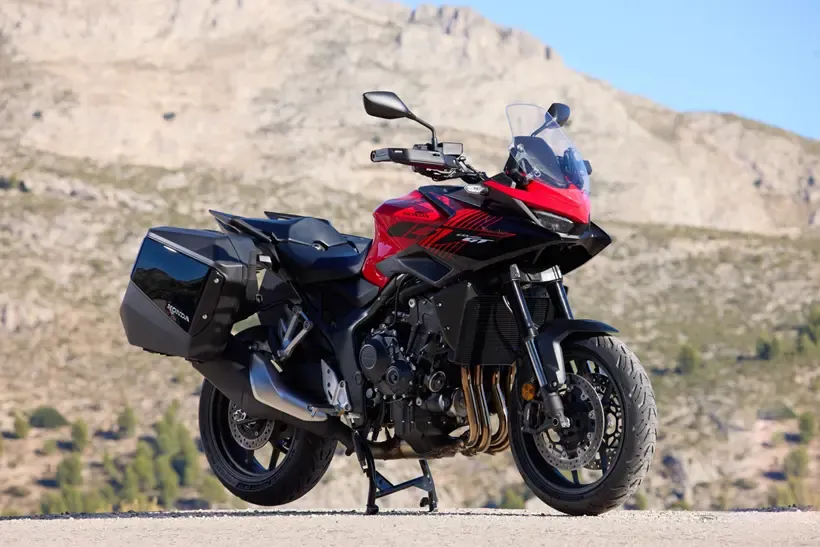 2026-on Honda CB1000GT, parked on its standard-fit centre stand