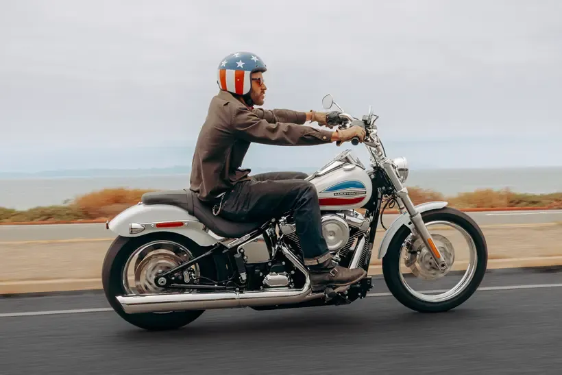 Harley-Davidson Super Glide ridden on the road